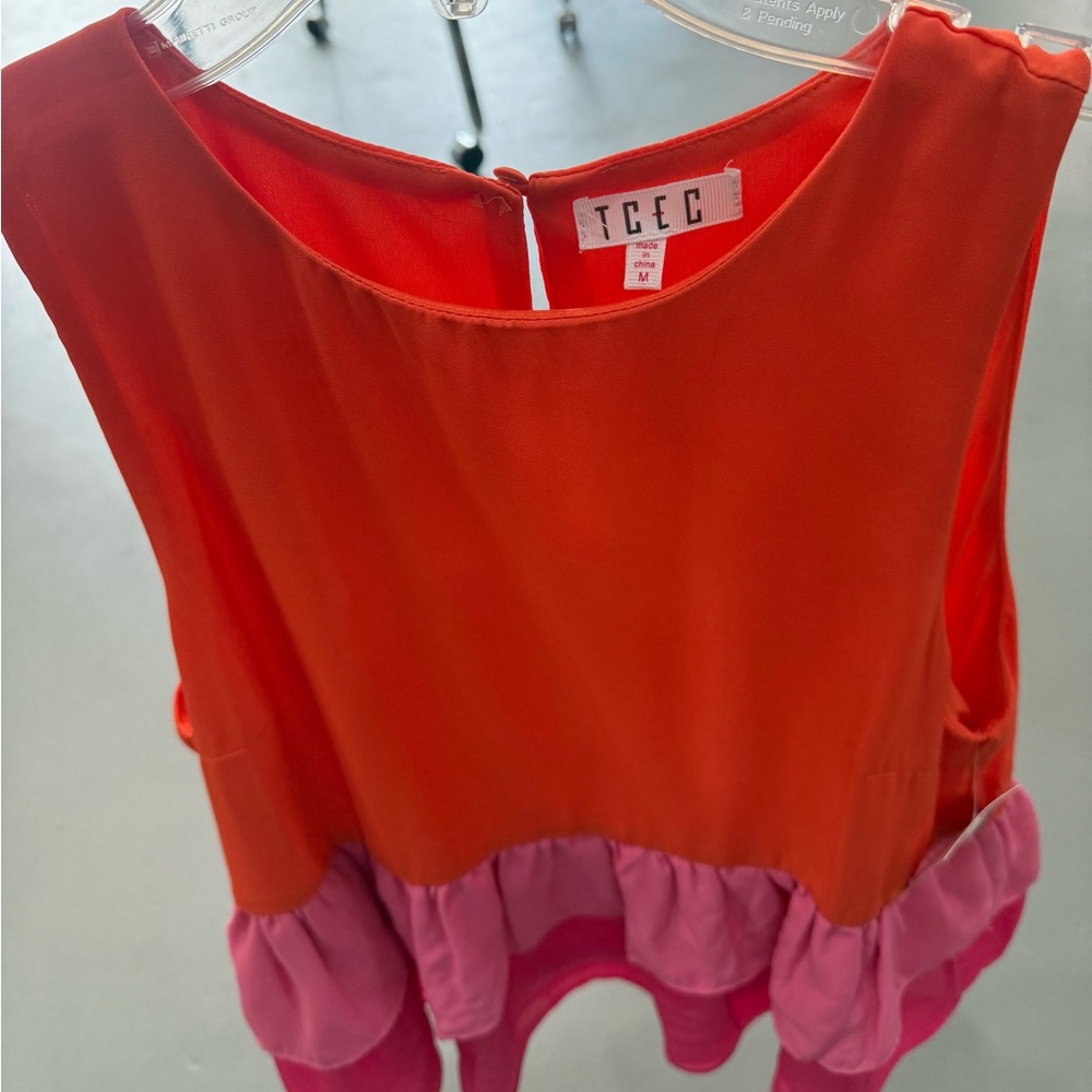 TCEC Vibrant Orange and Pink Kids Dress
